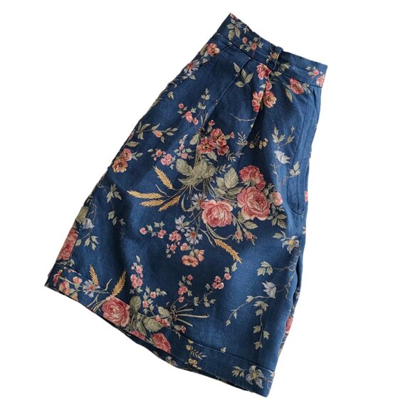 Ralph Lauren Vintage 100% Linen Floral Shorts | EUC | 8P | Blue, Multicolor - Picture 7 of 12
